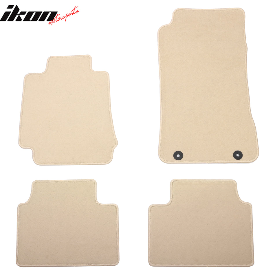 IKON MOTORSPORTS, Nylon Car Floor Mats Compatible with 2017-2024 Alfa Romeo Giulia 4DR, OE Style Beige Driver Passenger Car Carpets, Front Rear 4PCS Full Set