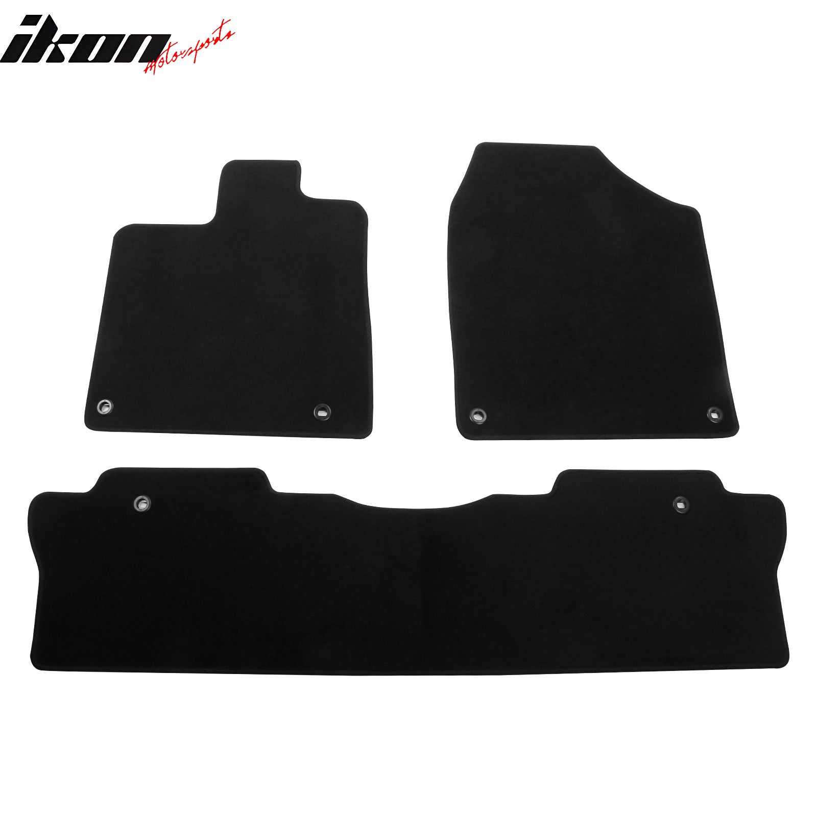 IKON MOTORSPORTS, Nylon Car Floor Mats Compatible with 2017-2024 Honda Ridgeline 4DR, OE Style Black Driver Passenger Car Carpets, Front Rear 3PCS Full Set