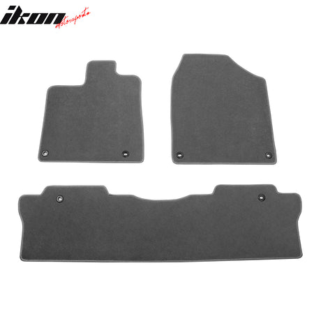 IKON MOTORSPORTS, Nylon Car Floor Mats Compatible with 2017-2024 Honda Ridgeline 4DR, OE Style Gray/Grey Driver Passenger Car Carpets, Front Rear 3PCS Full Set