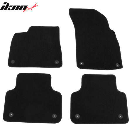 IKON MOTORSPORTS, Nylon Car Floor Mats Compatible with 2017-2025 Audi Q7 SQ7 & 2019-2024 Q8 SQ8 RSQ8 W/O 2nd Row Clips, Black Driver Passenger Car Carpets, Front Rear 4PCS Full Set