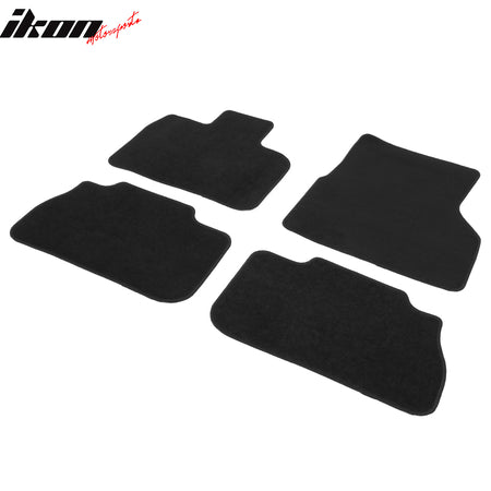 Fits 22-24 BMW I20 iX 4PC Front Rear Floor Mats Full Coverage Carpet Nylon Black