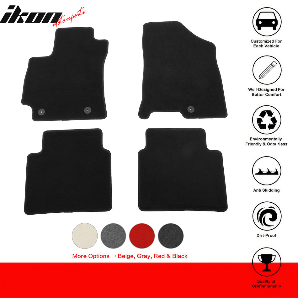 2024-2025 Hyundai Kona Gas Black Front Rear Floor Mats Nylon 4PCS