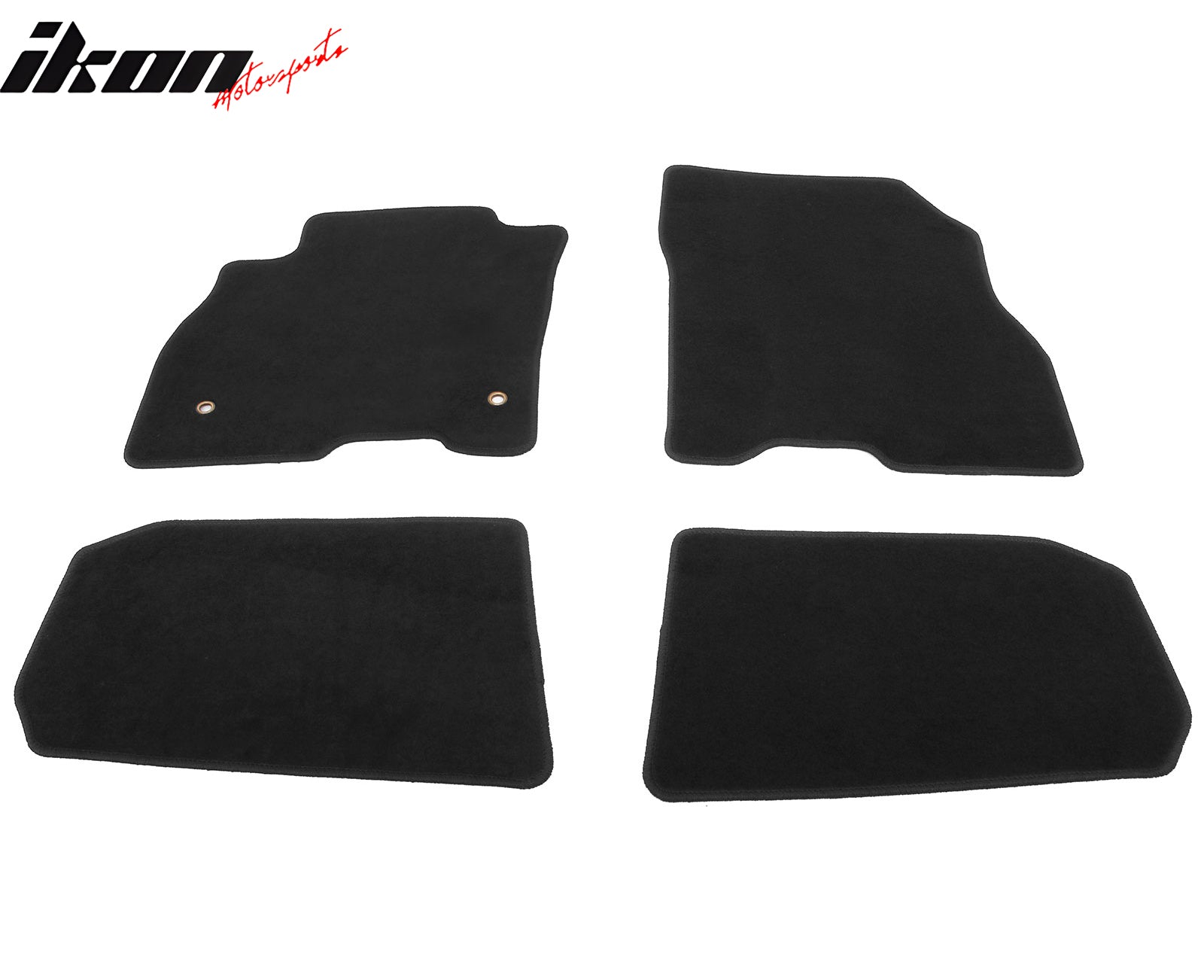 IKON MOTORSPORTS, Nylon Car Floor Mats Compatible with 2018-2025 Nissan LEAF Hatchback 4DR 2DR, OE Style Black Driver Passenger Car Carpets, Front Rear 4PCS Full Set