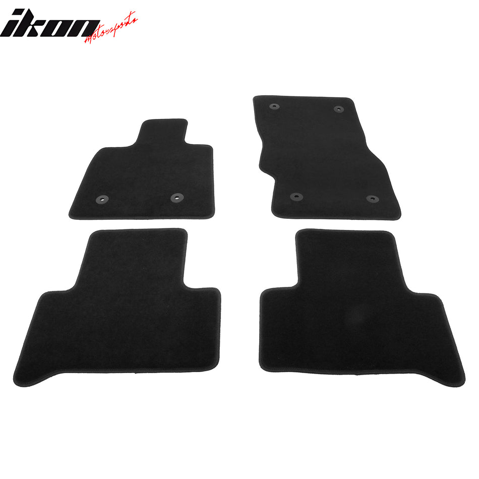 IKON MOTORSPORTS, Nylon Car Floor Mats Compatible with 2018-2025 Alfa Romeo Stelvio, OE Style Black Driver Passenger Car Carpets, Front Rear 4PCS Full Set