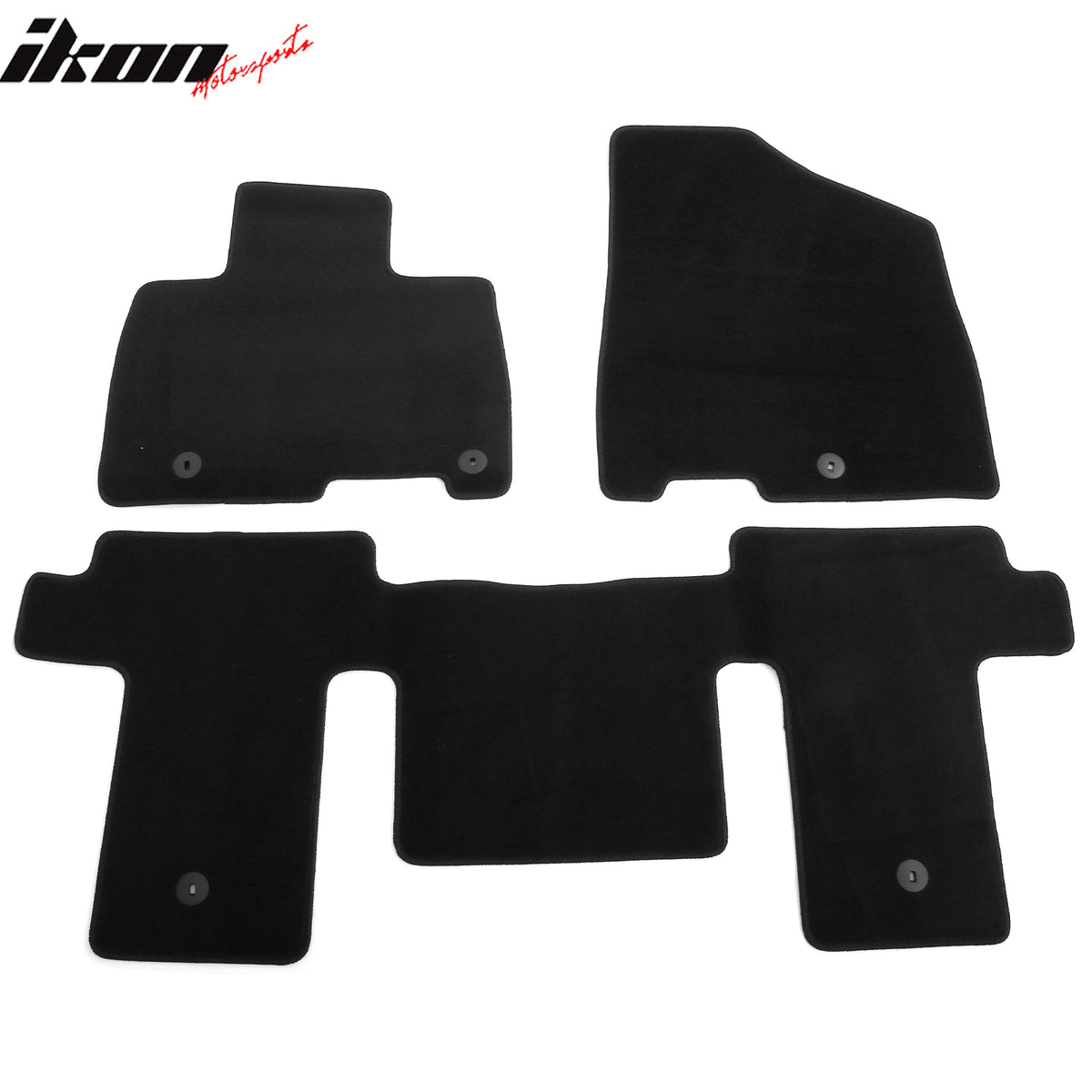 IKON MOTORSPORTS, Nylon Car Floor Mats Compatible with 2022-2025 Kia Carnival 8-Seat, OE Style Black Driver Passenger Car Carpets, Front Rear 6PCS Full Set