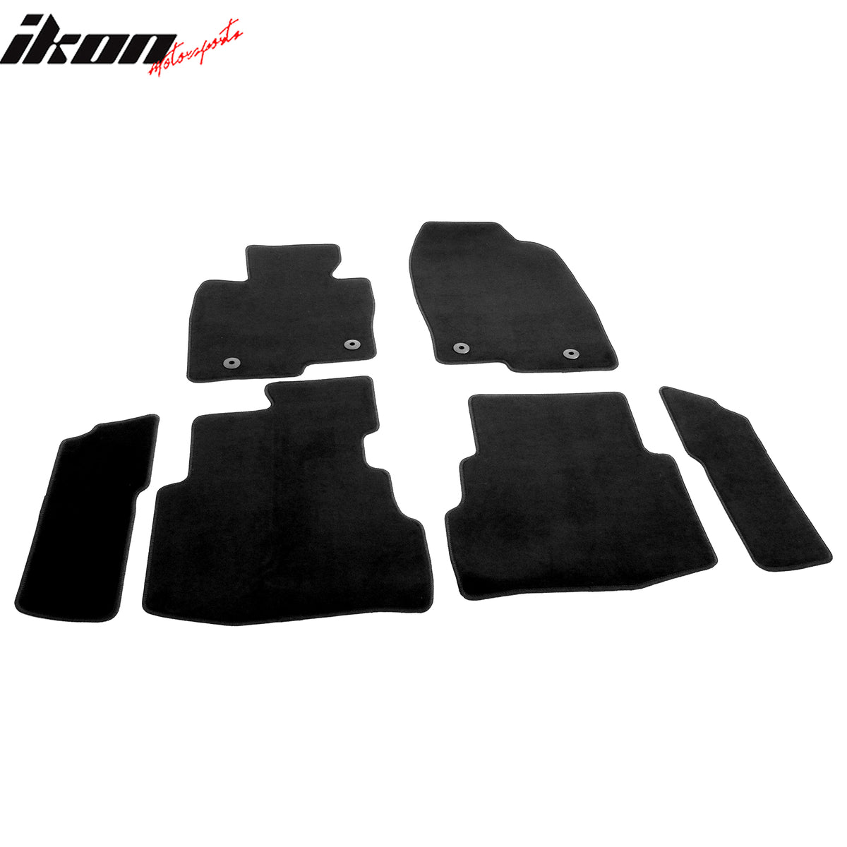 IKON MOTORSPORTS, Nylon Car Floor Mats Compatible with 2020-2023 Mazda CX-9 With 2nd-Row 6 Seats Only 4DR, OE Style Black Driver Passenger Car Carpets, Front Rear 9PCS Full Set