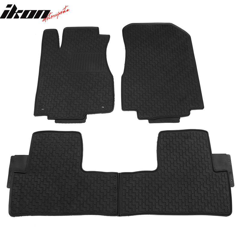 Custom Fit Floor Mats Compatible With 2012-2016 Honda CR-V, Latex Rubber All Seasons Weather Interior Heavy Duty Carpets Black Full Set Front and Second Row By IKON MOTORSPORTS