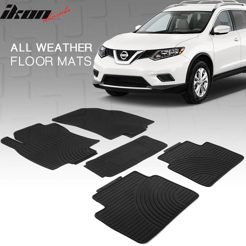 Floor Mats Compatible With 2014-2020 Nissan Rogue, Latex Rubber Carpets By IKON MOTORSPORTS