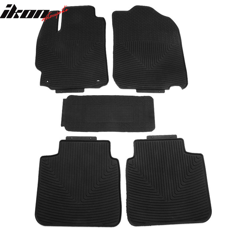 Custom Fit Floor Mats Compatible With 2012-2017 Toyota Camry, Latex Rubber All Seasons Weather Interior Carpets Black Cargo Liner 5PCS By IKON MOTORSPORTS