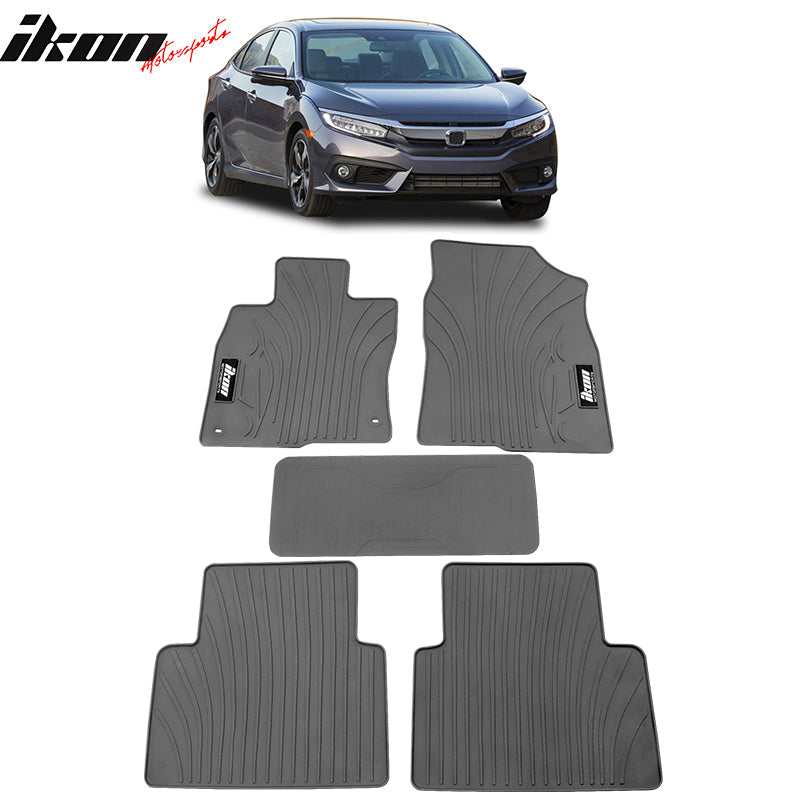 IKON MOTORSPORTS, Floor Mats Compatible With 2016-2021 Honda Civic