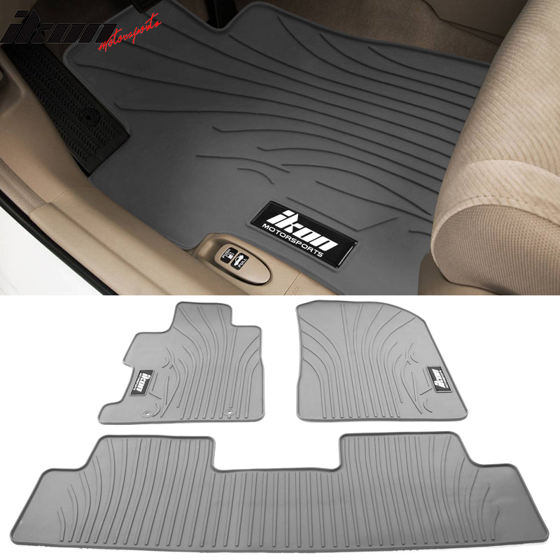 IKON MOTORSPORTS, Floor Mats Compatible With 2006-2011 Honda Civic Coupe & Sedan, Latex Rubber Custom Fit All Weather Easy Clean Interior Car Carpets Full Set 3 Pieces