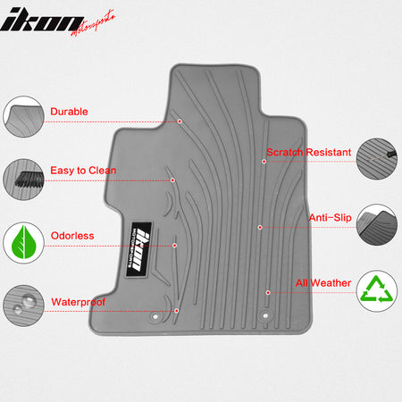 IKON MOTORSPORTS, Floor Mats Compatible With 2006-2011 Honda Civic Coupe & Sedan, Latex Rubber Custom Fit All Weather Easy Clean Interior Car Carpets Full Set 3 Pieces