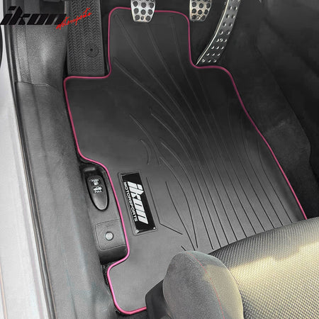 Fit 2006-2011 Honda Civic Coupe & Sedan Floor Mat Black w/ Pink Edge