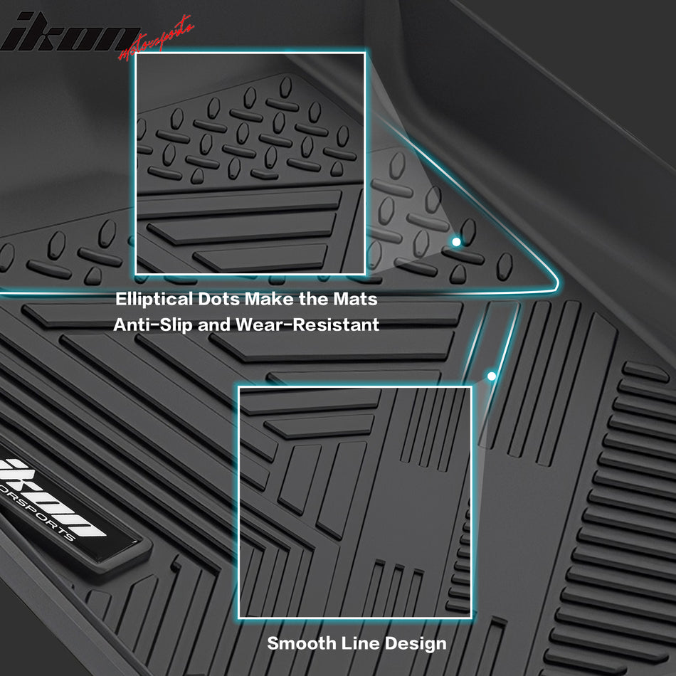 IKON MOTORSPORTS 3D Molded TPE Floor Mats, Compatible with 2012-2018 Audi A6 A7 A6 Quattro A7 Quattro RS7 S6 S7, IKON Style Black All Season Custom Waterproof Non-Slip Floor Liners, Front 2nd Row 3PCS