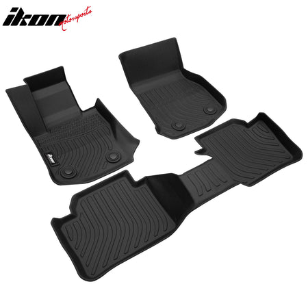 IKON MOTORSPORTS 3D TPE Floor Mats, Compatible with 2015-2020 BMW F36 4-Series Gran Coupe AWD, All Weather Waterproof Anti-Slip Floor Liners, Front & 2nd Row Full Set Car Interior Accessories, Black