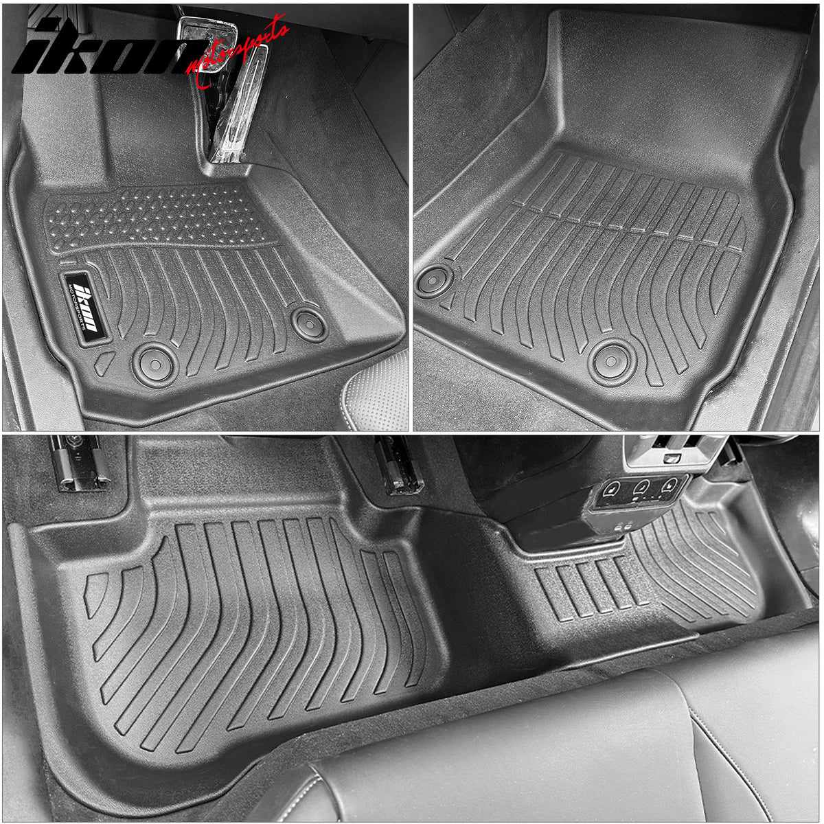 IKON MOTORSPORTS 3D TPE Floor Mats, Compatible with 2025-2026 BMW G45 X3, All Weather Waterproof Non-Slip Floor Liners, Front & 2nd Row Full Set Car Interior Accessories, Black 3PCS