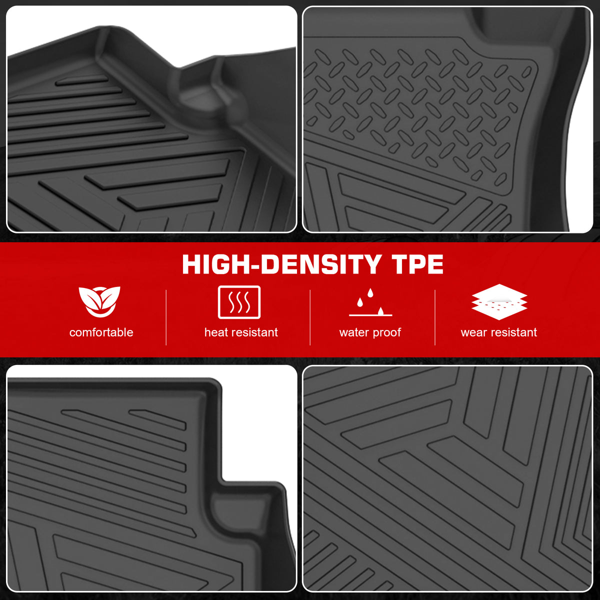 Fits 12-15 Honda Civic Sedan Anti-Slip Floor Mats All Weather TPE Carpets 3PCS