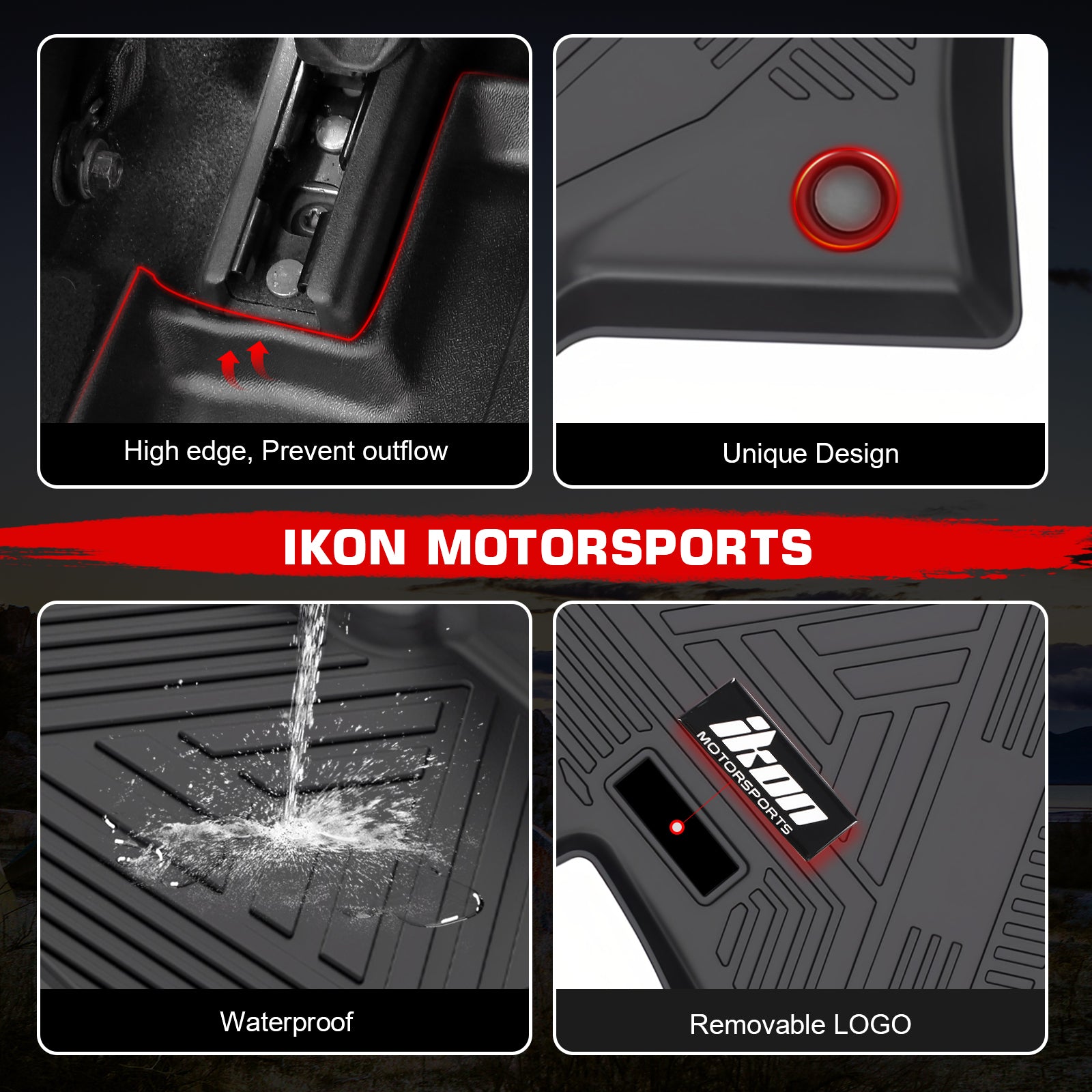 Fits 12-18 BMW 3-Series Sedan F30 AWD All Weather 3D IKON Floor Mats Carpets TPE