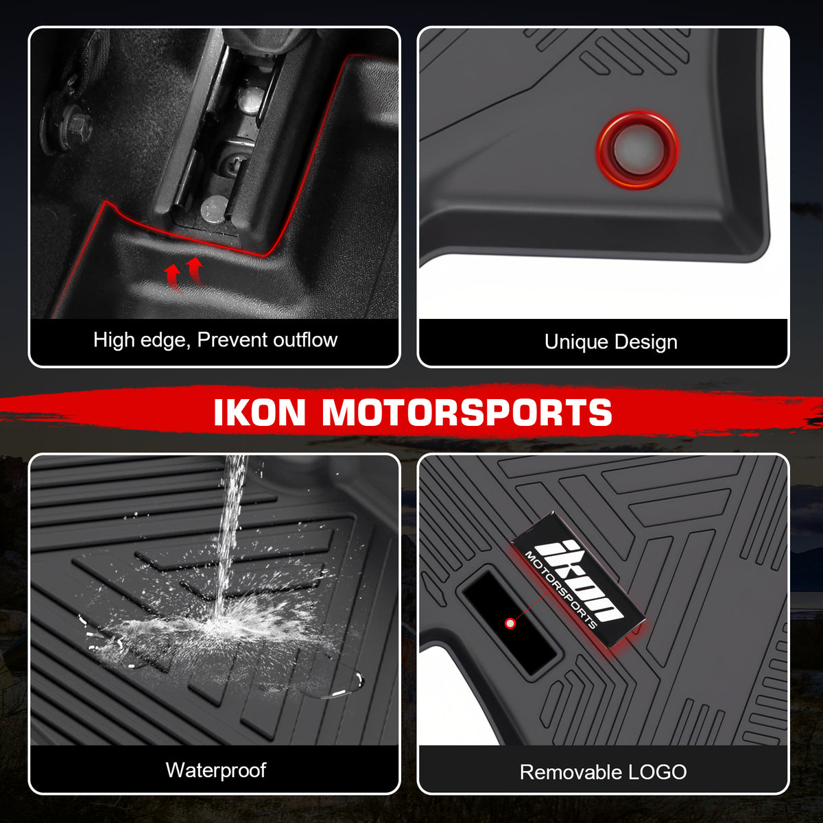 Fits 22-26 Mitsubishi Outlander IKON Anti-Slip Floor Mats All Weather TPE Carpet