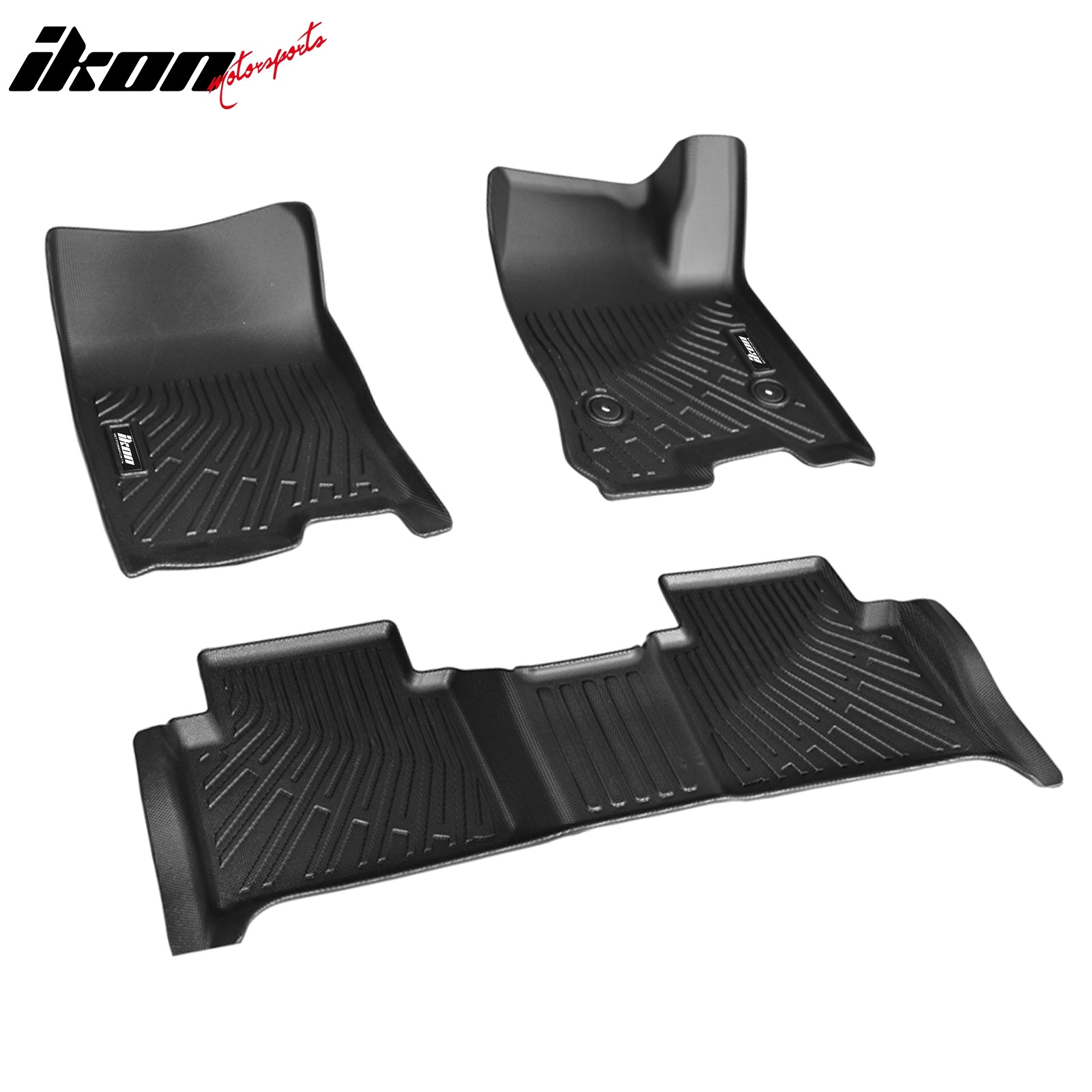 IKON MOTORSPORTS 3D Molded TPE Floor Mats, Compatible with 2023-2024 Chevy Colorado/GMC Canyon Crew Cab, Black All Weather Waterproof Anti-Slip Floor Liners, Front 2nd Row Interior Accessories 3PCS