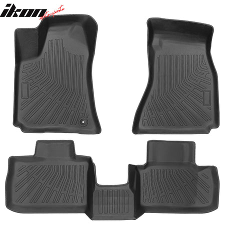 IKON MOTORSPORTS 3D Molded TPE Floor Mats + Slim Style Window Visors, Compatible with 2006–2010 Dodge Charger (RWD), Black All Season Non-Slip Floor Liners, Front 2nd Row 7PCS