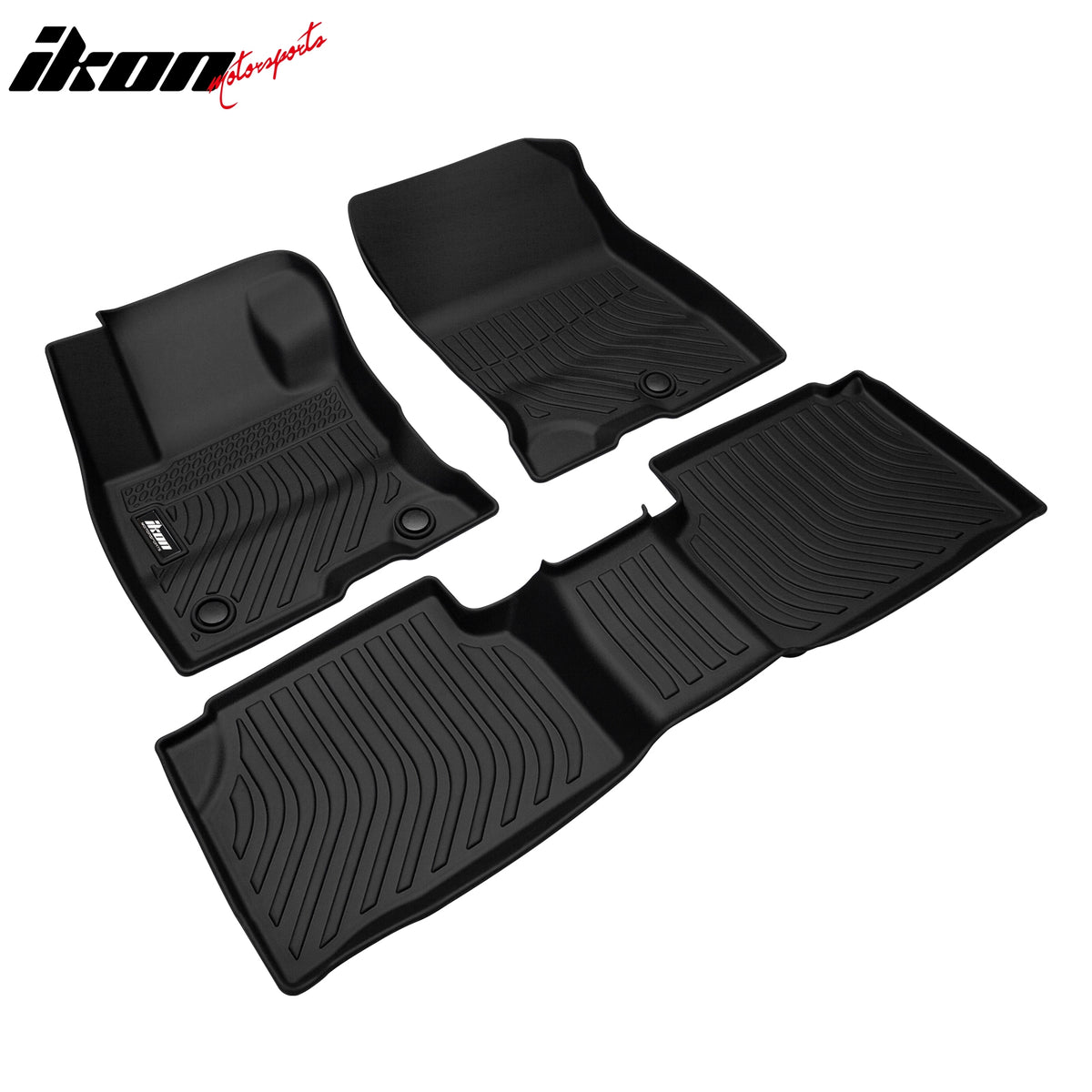 IKON MOTORSPORTS 3D TPE Floor Mats, Compatible with 2020-2024 Ford Escape Hybrid, All Weather Waterproof Anti-Slip Liners, Front & 2nd Row Full Set Car Accessories, Black