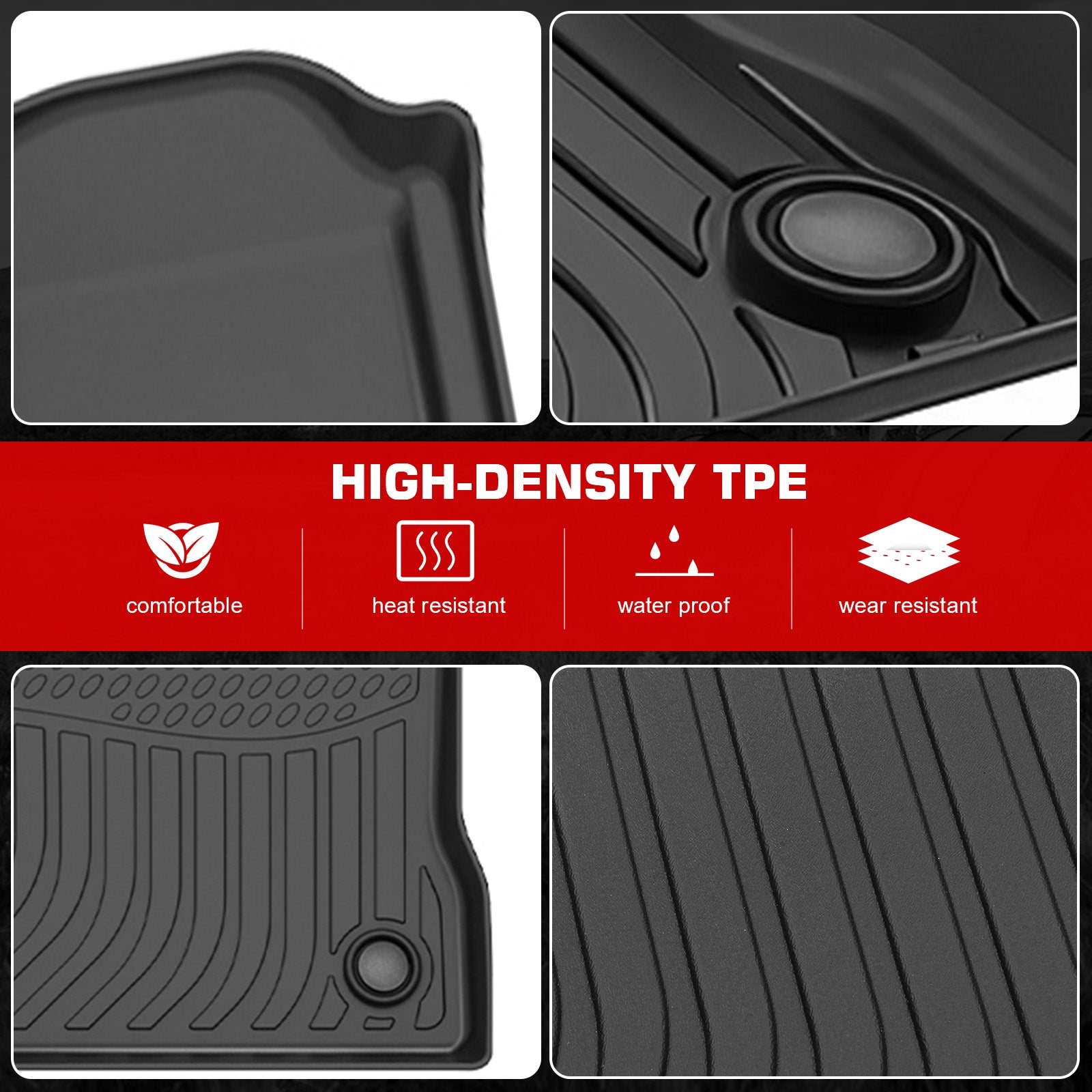 Fits 22-26 Ford Explorer 6 Seats 3D Anti-Slip Floor Mats All Weather TPE Carpets