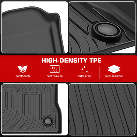 Fits 22-26 Ford Explorer 6 Seats 3D Anti-Slip Floor Mats All Weather TPE Carpets
