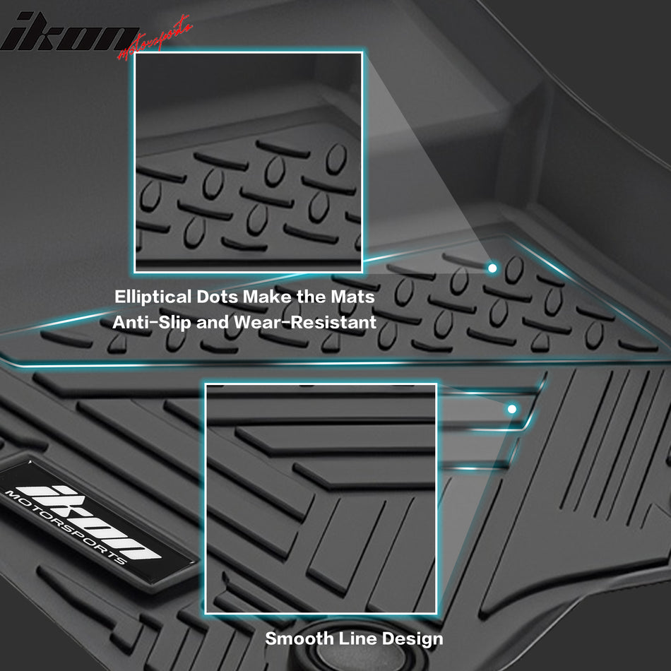 IKON MOTORSPORTS 3D Molded TPE Floor Mats, Compatible with 2015-2019 Ford Explorer, IKON Style Black All Season Custom Waterproof Non-Slip Floor Liners, Front 2nd Row Interior Accessories 4PCS