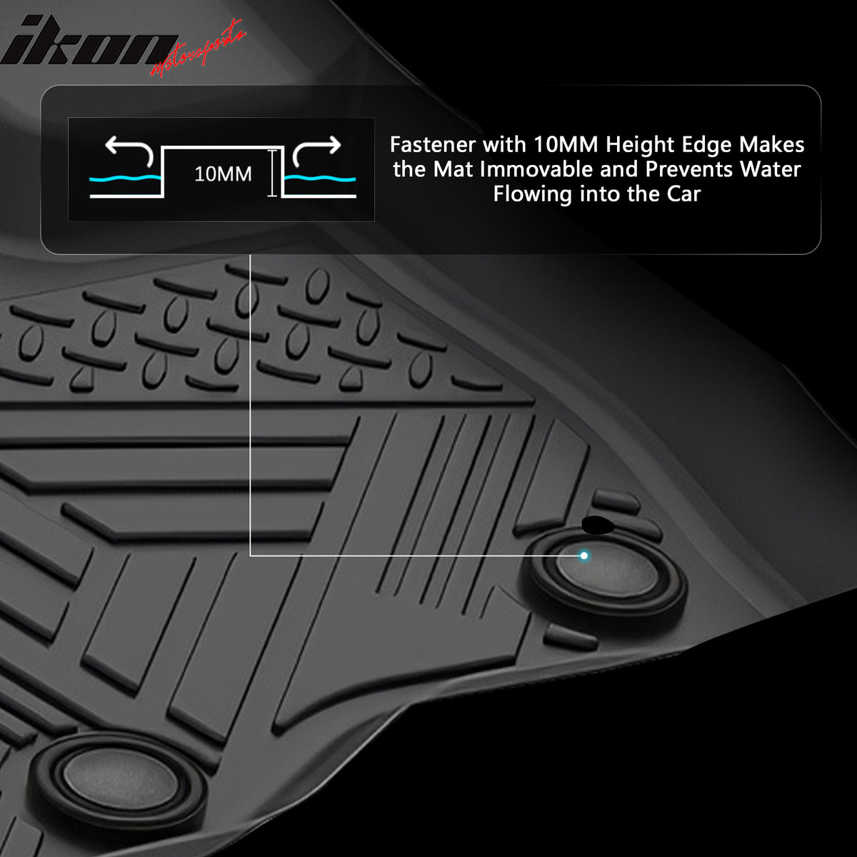 Fits 15-19 Ford Explorer 3D IKON Anti-Slip Floor Mats All Weather TPE Carpets