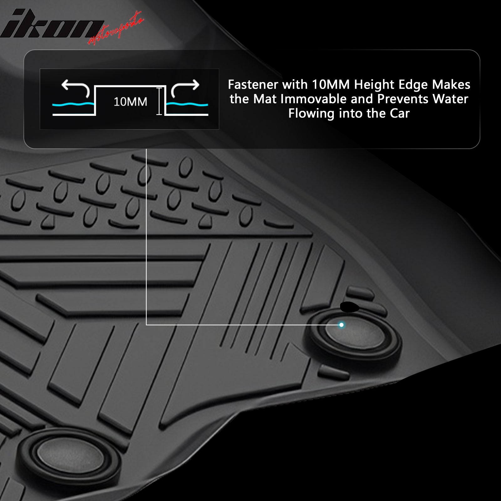 Fits 15-19 Ford Explorer 3D IKON Anti-Slip Floor Mats All Weather TPE Carpets
