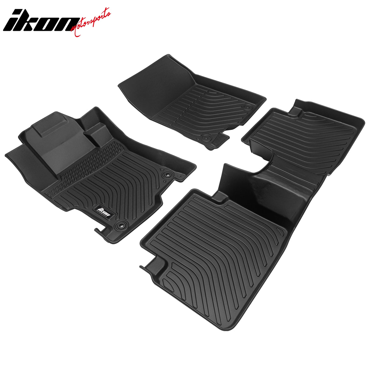 IKON MOTORSPORTS 3D TPE Floor Mats, Compatible with 2008-2012 Honda Accord Sedan 4-Door, All Weather Waterproof Anti-Slip Floor Liners, Front & 2nd Row Full Set Car Interior Accessories, Black