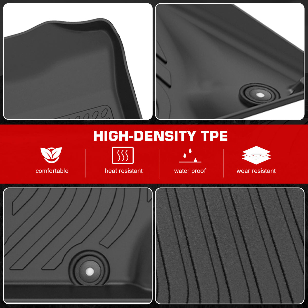 Fits 01-05 Honda Civic Sedan 3D Anti-Slip Floor Mats All Weather TPE Carpet 3PCS