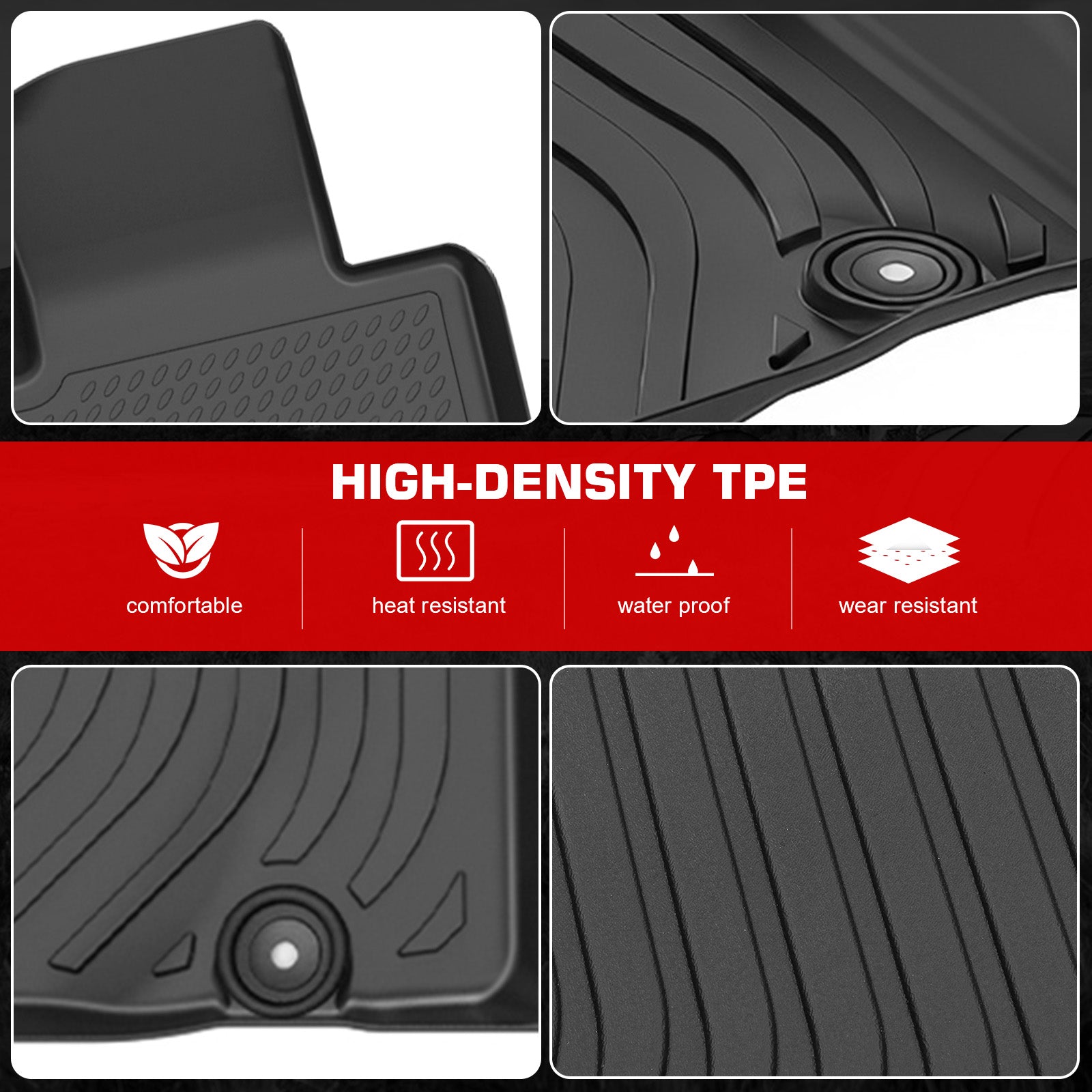 Fits 06-11 Honda Civic Sedan 3D Anti-Slip Floor Mats All Weather TPE Carpet 3PCS