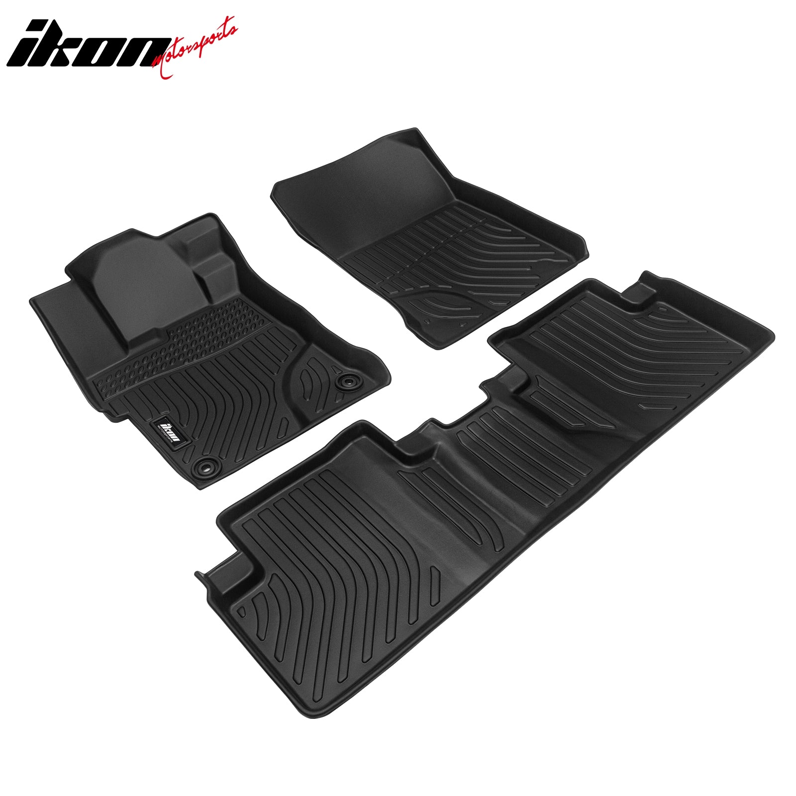 IKON MOTORSPORTS 3D TPE Floor Mats, Compatible with 2012-2015 Honda Civic Sedan 4-Door, All Weather Waterproof Anti-Slip Floor Liners, Front & 2nd Row Full Set Car Interior Accessories, Black