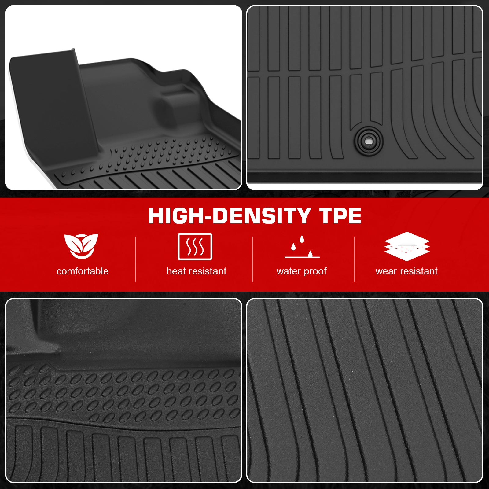 Fits 2026 Honda Passport 4DR 3D Anti-Slip Floor Mats All Weather TPE Carpet 3PCS