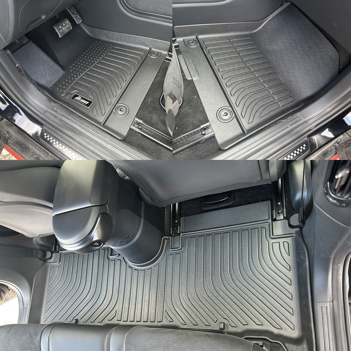 IKON MOTORSPORTS 3D TPE Floor Mats, Compatible with 2025-2026 Hyundai Ioniq 5 N, All Weather Waterproof Non-Slip Floor Liners, Front & 2nd Row Full Set Car Interior Accessories, Black 3PCS
