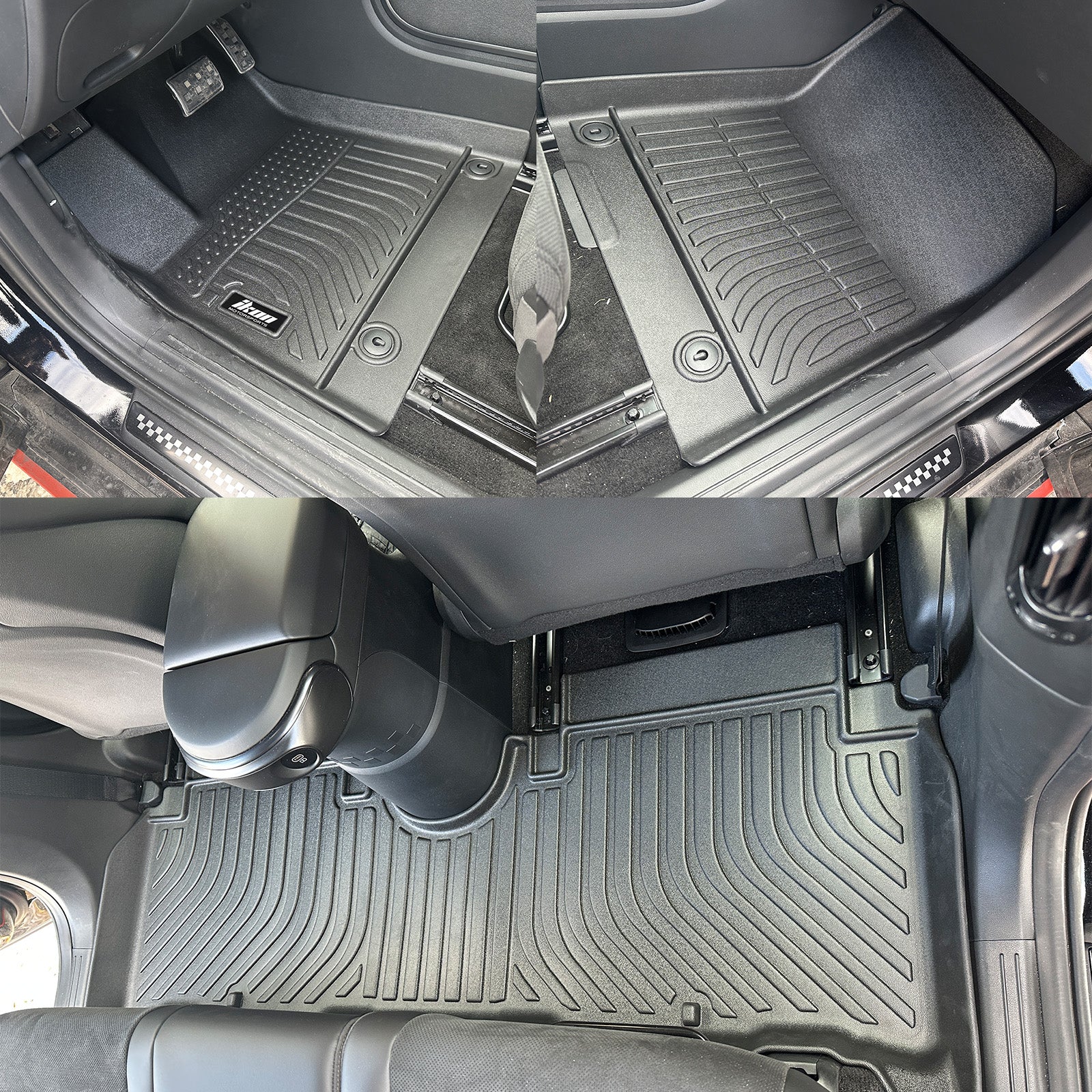 IKON MOTORSPORTS 3D TPE Floor Mats, Compatible with 2025-2026 Hyundai Ioniq 5 N, All Weather Waterproof Non-Slip Floor Liners, Front & 2nd Row Full Set Car Interior Accessories, Black 3PCS