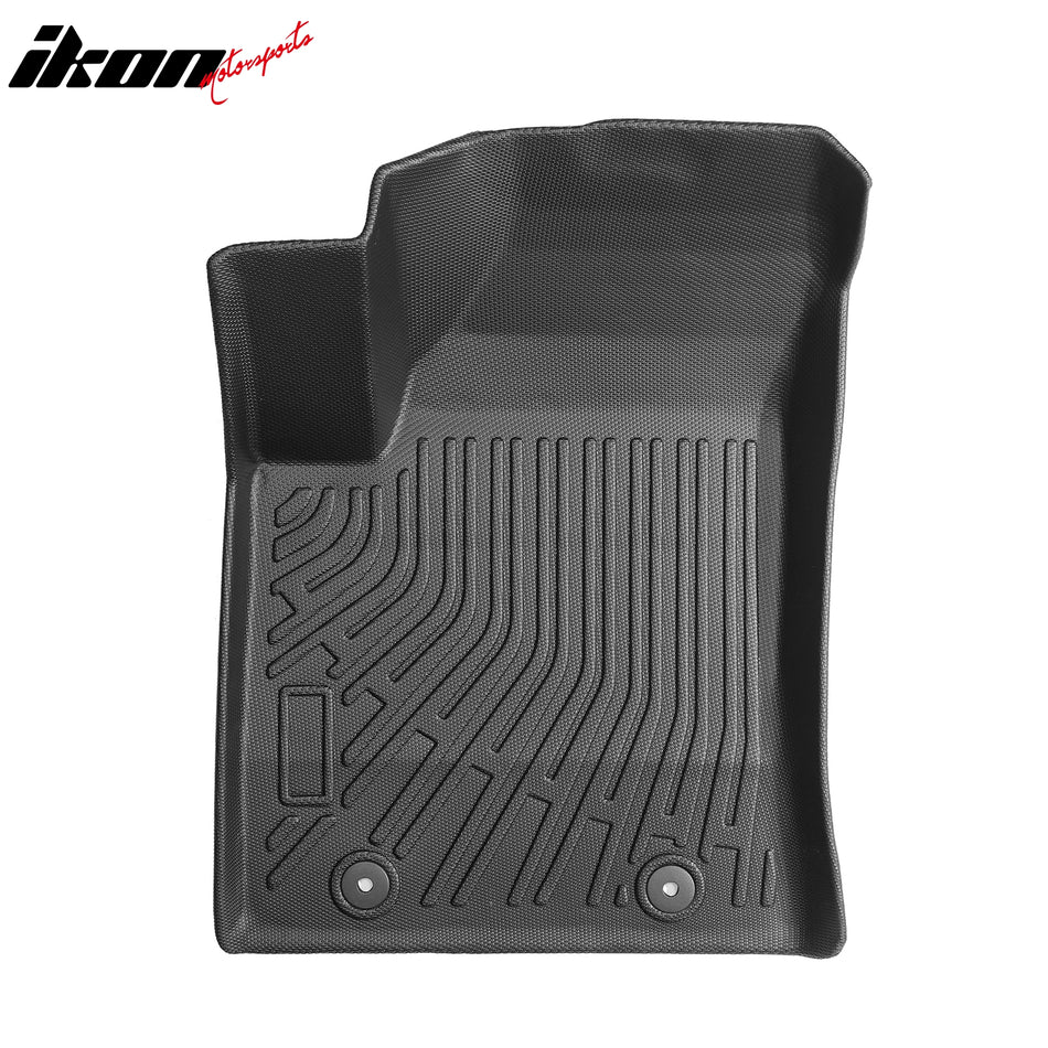 IKON MOTORSPORTS 3D Molded TPE Floor Mats, Compatible with 2024-2025 Hyundai Kona Electric, Black All Weather Waterproof Non-Slip Floor Mats Liners, Front 2nd Row Interior Accessories 3PCS