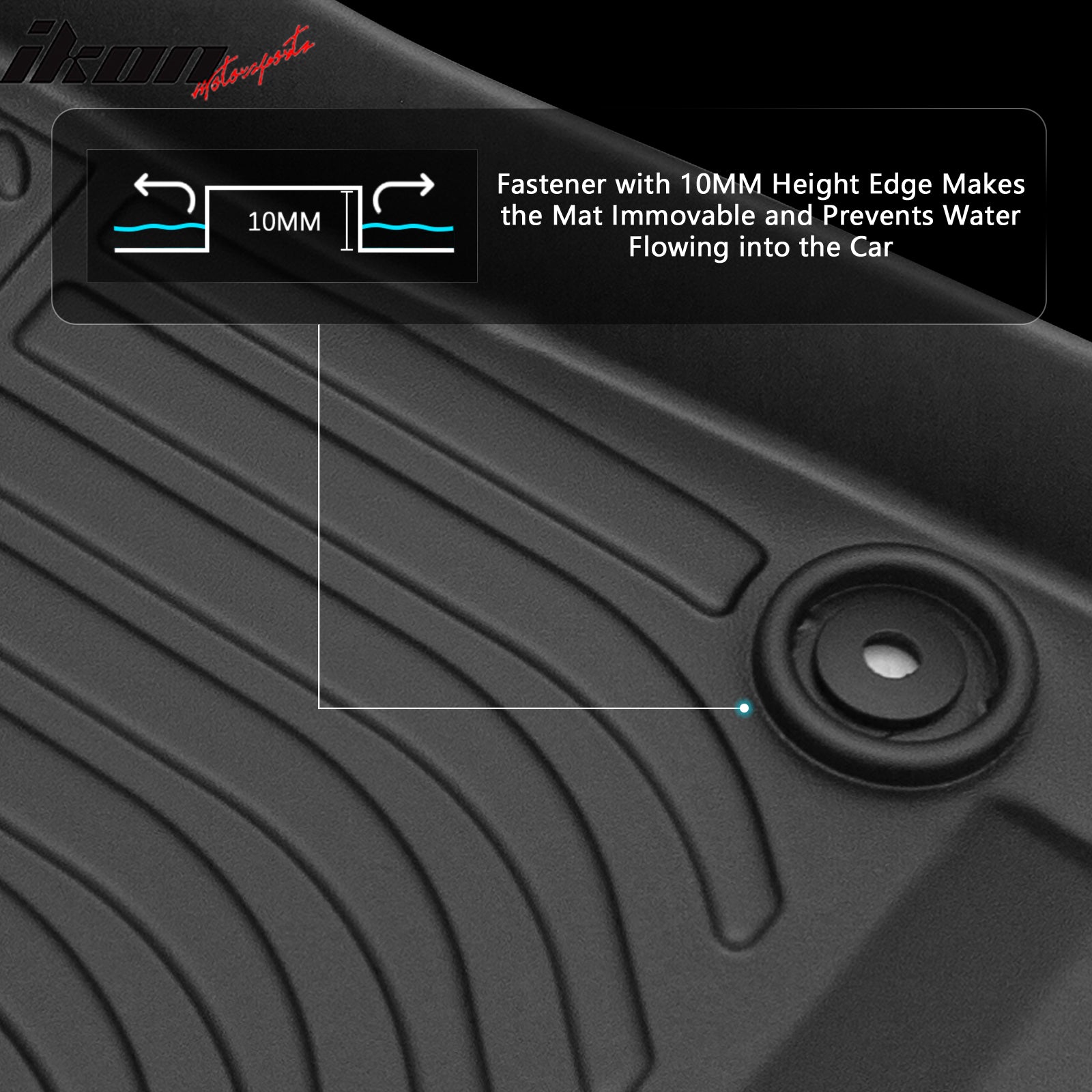 IKON MOTORSPORTS 3D TPE Floor Mats, Compatible with 2020-2023 Hyundai Sonata Non-Hybrid 2024-2025 Sonata FWD Non-Hybrid 2021-2025 Kia K5 FWD, All Weather Anti-Slip Floor Liners, Front & 2nd Row, Black