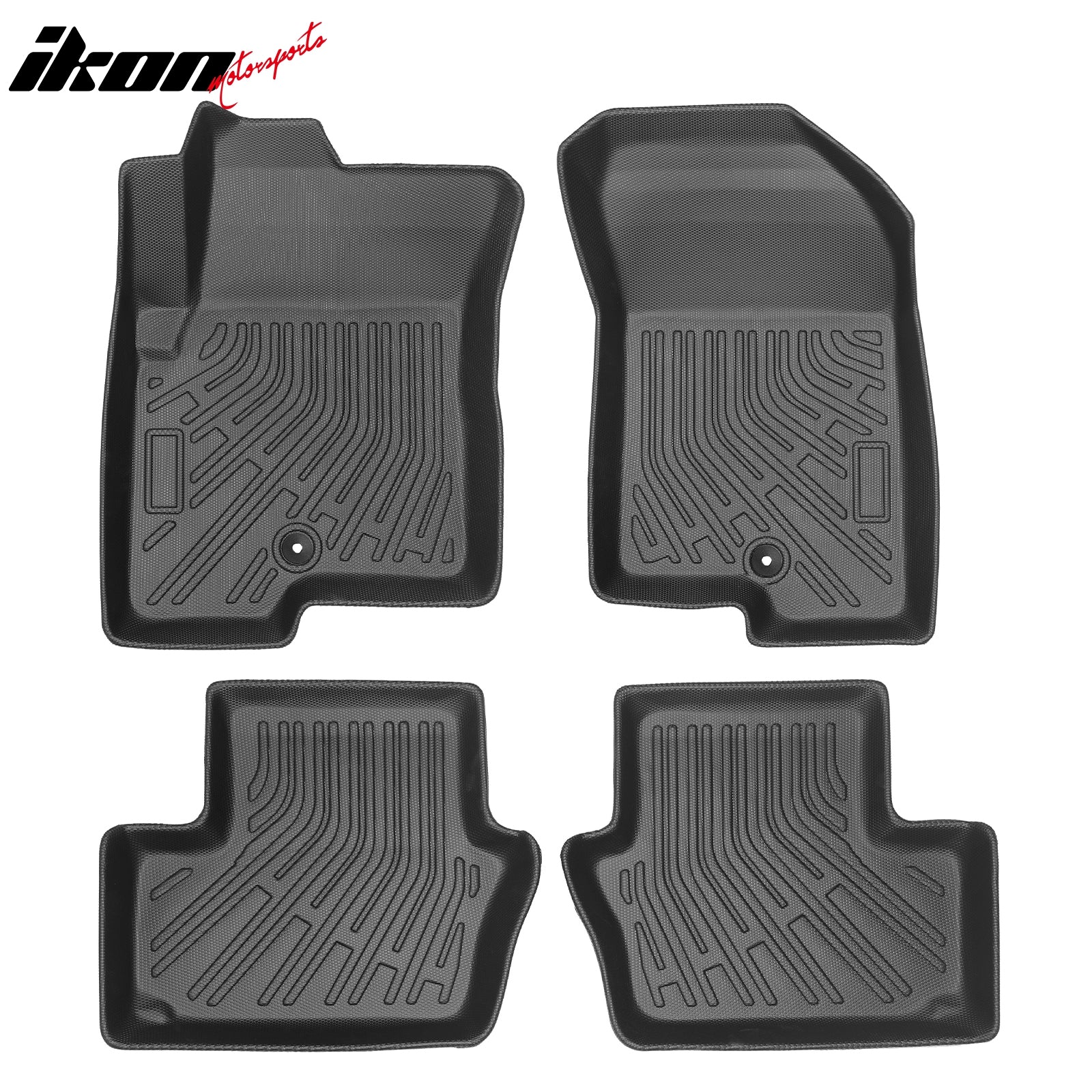 IKON MOTORSPORTS 3D Molded TPE Floor Mats + Slim Style Window Visors, Compatible with 2007–2017 Jeep Compass, Black All Season Non-Slip Floor Liners, Front 2nd Row 8PCS