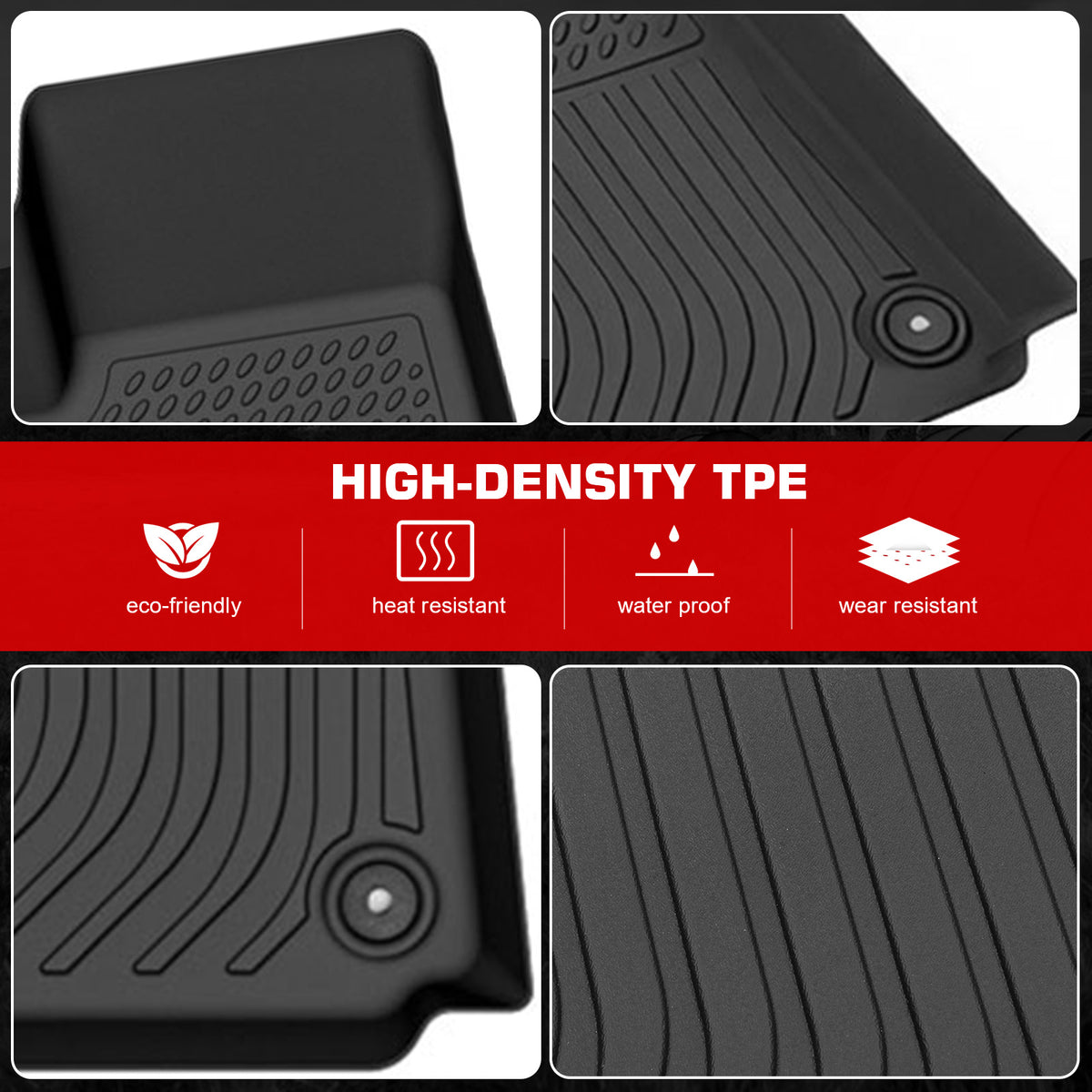 Fits 21-25 Jeep Grand Cherokee L 6-Passenger Heavy Duty Floor Mats Carpet TPE