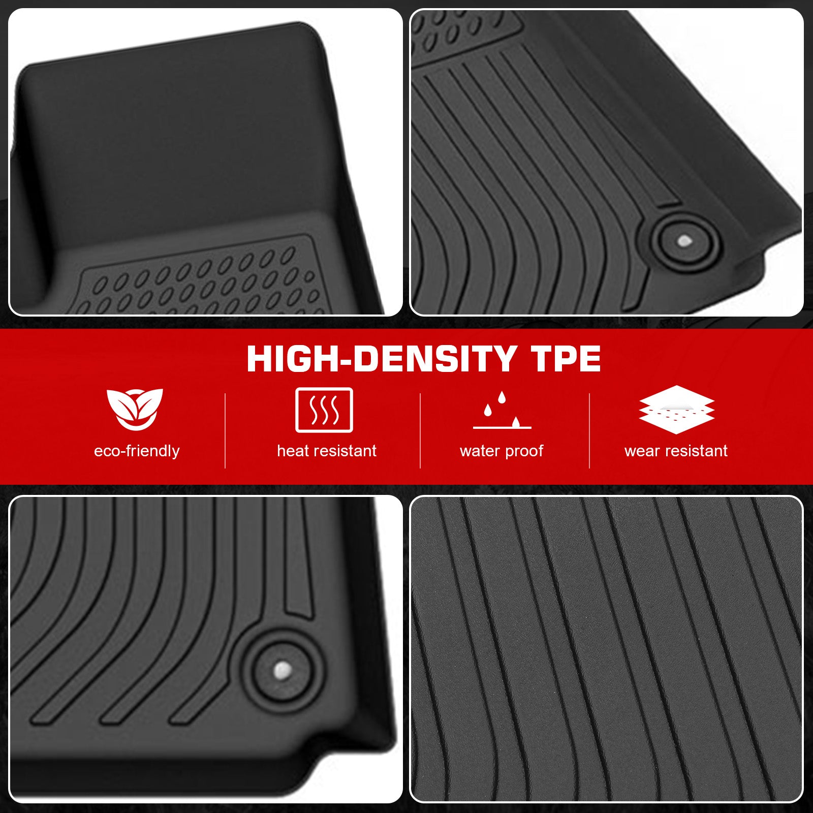 Fits 21-25 Jeep Grand Cherokee L 6-Passenger Heavy Duty Floor Mats Carpet TPE