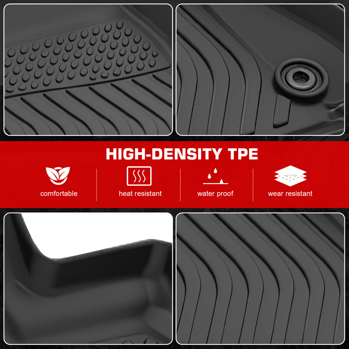 IKON MOTORSPORTS 3D TPE Floor Mats, Compatible with 2014-2025 Lexus IS F/IS200t/IS250/IS300/IS350/IS500 RWD, All Weather Waterproof Non-Slip Floor Liners, Front & 2nd Row Interior Accessories, Black