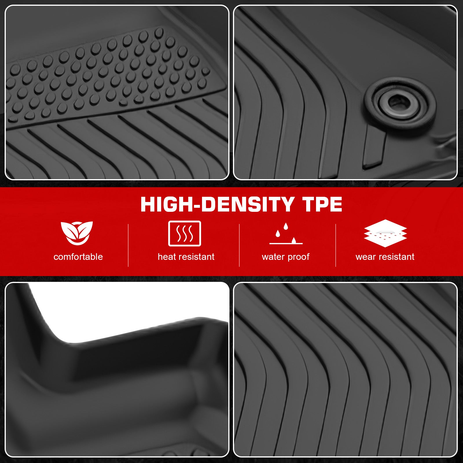 IKON MOTORSPORTS 3D TPE Floor Mats, Compatible with 2014-2025 Lexus IS F/IS200t/IS250/IS300/IS350/IS500 RWD, All Weather Waterproof Non-Slip Floor Liners, Front & 2nd Row Interior Accessories, Black