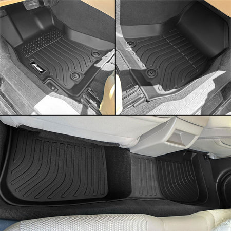 IKON MOTORSPORTS 3D TPE Floor Mats, Compatible with 2015-2019 Subaru Outback & Legacy, All Weather Waterproof Non-Slip Floor Liners, Front & 2nd Row Full Set Car Interior Accessories, Black 3PCS