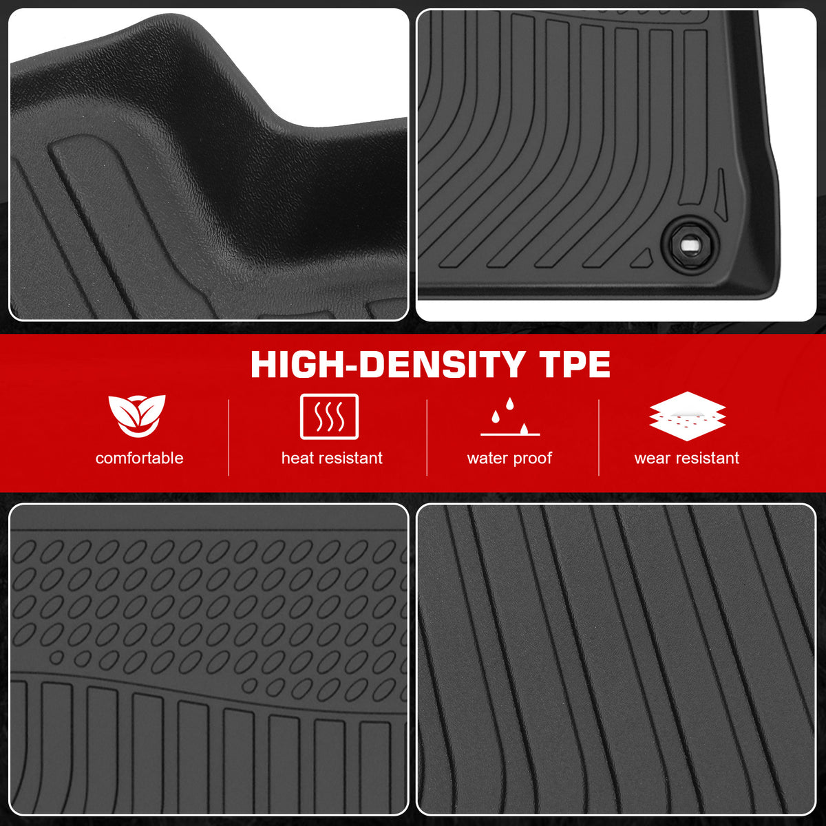 Fits 12-17 Toyota Camry Sedan 3D Anti-Slip Floor Mats All Weather TPE Carpet 3PC