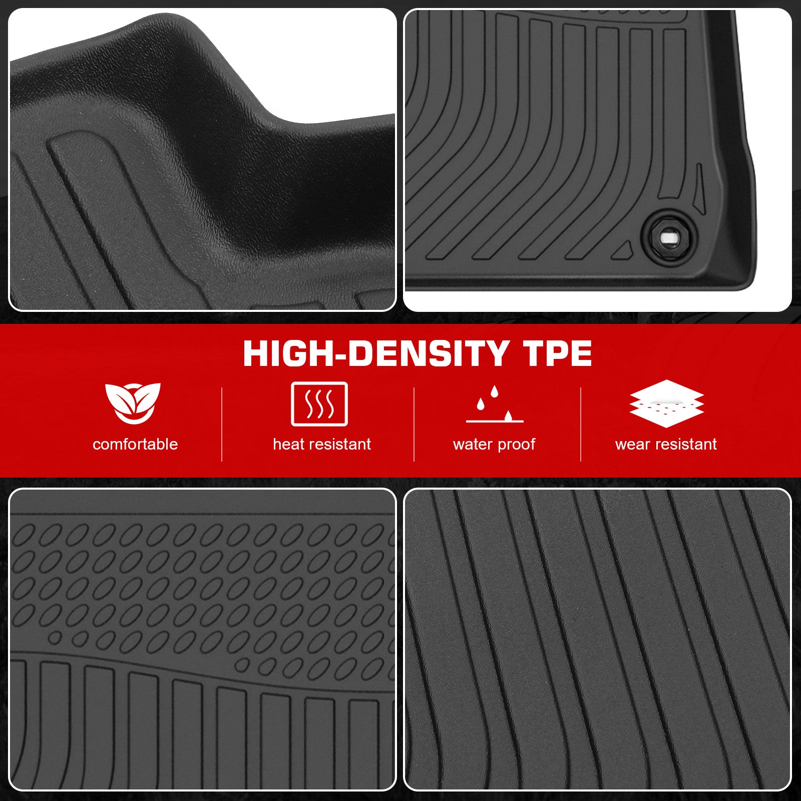 Fits 12-17 Toyota Camry Sedan 3D Anti-Slip Floor Mats All Weather TPE Carpet 3PC