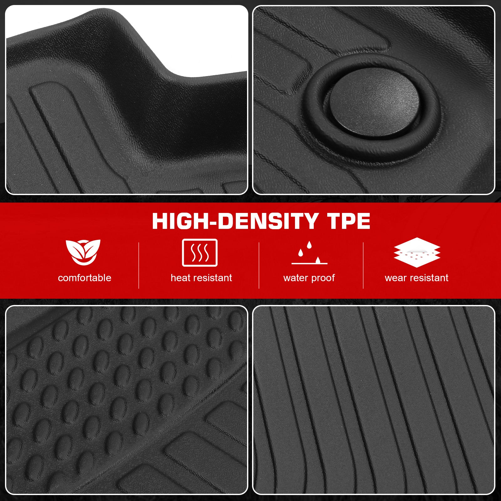 Fits 03-08 Toyota Corolla Sedan 3D Anti-Slip Floor Mats All Weather TPE Carpets