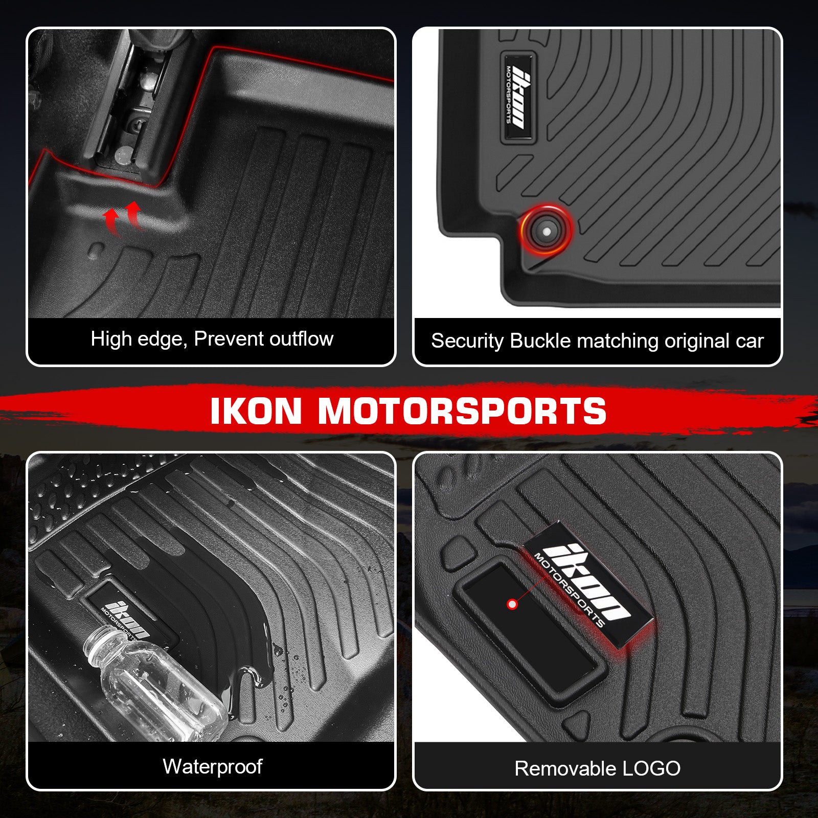 Fits 98-02 Toyota Corolla Sedan 3D Anti-Slip Floor Mats All Weather TPE Carpets